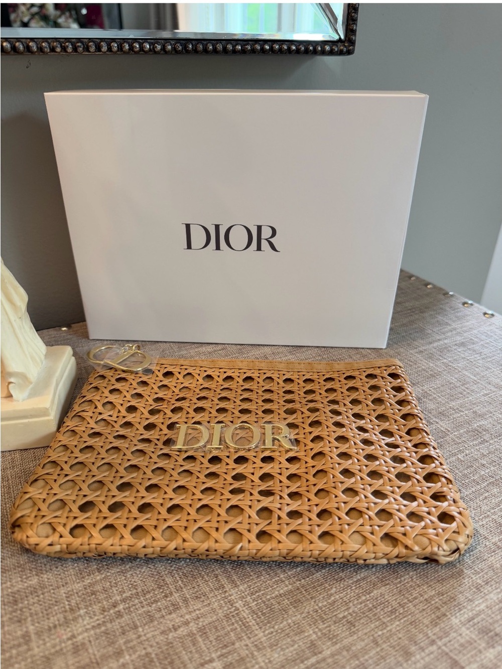GWP for Dior solar Tan Woven Leather Pouch with Gold Logo - Picture 5 of 8